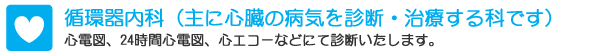 循環器内科（主に心臓の病気を診断・治療する科です）